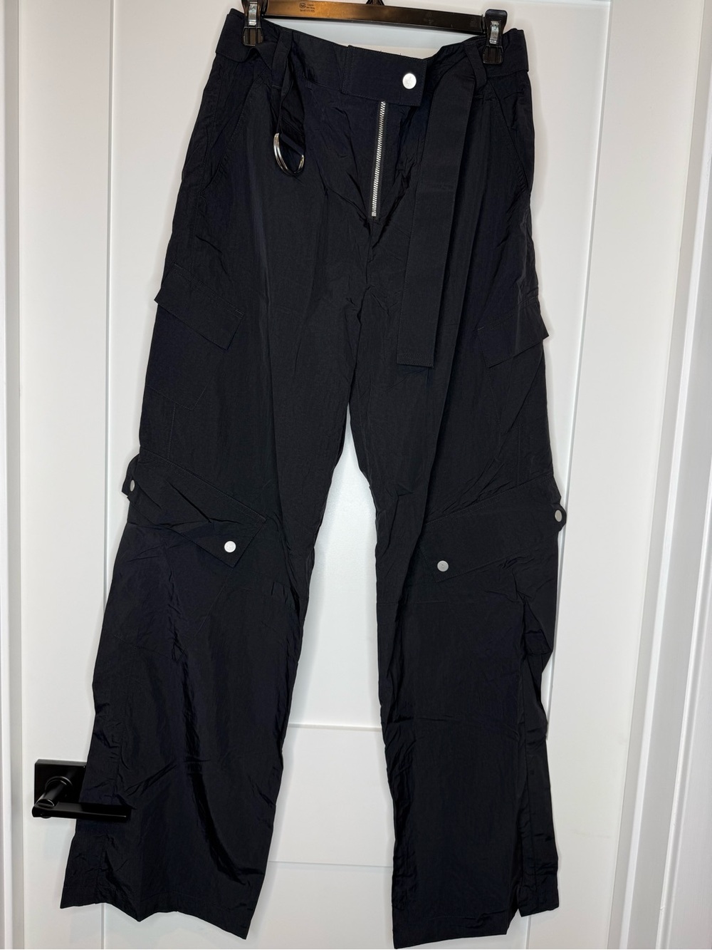 Oak + Fort Black Nylon Cargo Pants Size 6 NWT